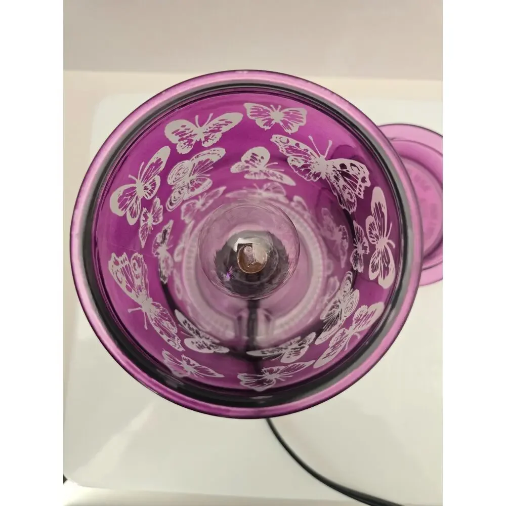 Scentsy Warmer Wings Butterfly Hand Painted Royal Purple White Butterflies